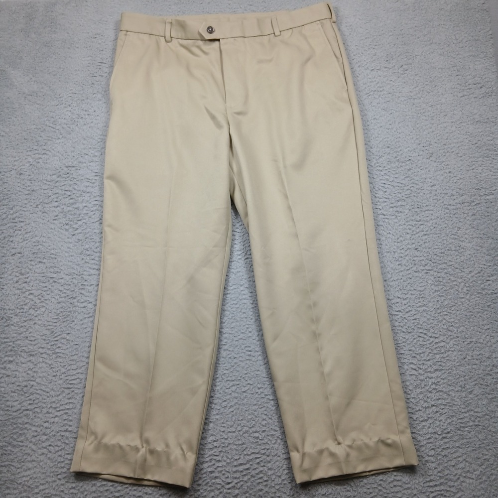 Izod Golf Pants Men's‎ 38x30 Beige Khaki Flat Front Performance Stretch